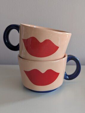 Clare V. x Anthropologie Red Lips Maisonette Mugs Set of 2